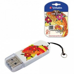 Флэш-диск 8GB VERBATIM Mini Tattoo Edition KOI FISH USB 2.0,