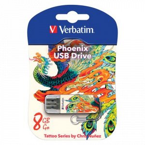 Флэш-диск 8GB VERBATIM Mini Tattoo Edition Phoenix USB 2.0,