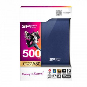 Диск жесткий внешний SILICON POWER ARMOR А80 500 ГБ, USB 3.1