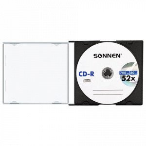 Диск CD-R SONNEN 700Mb 52x Slim Case (1 штука), 512572