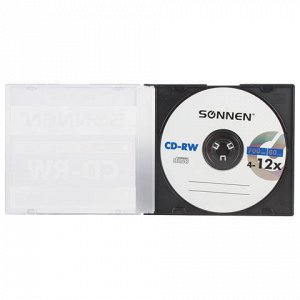 Диск CD-RW SONNEN 700Mb 4-12x Slim Case (1 штука), 512579