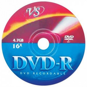 Диск DVD-R VS 4,7Gb 16x бумажный конверт (ш/к - 35162)