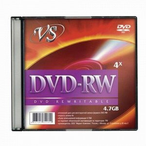 Диск DVD-RW VS 4,7Gb 4x Slim Case (1 штука), VSDVDRWSL01 (ш/