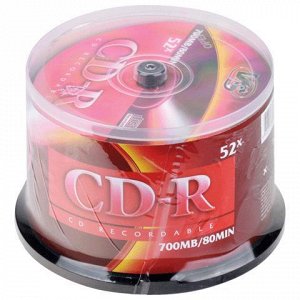 Диски CD-R VS 700Mb 52x КОМПЛЕКТ 50шт Cake Box VSCDRCB5001 (