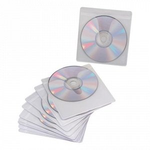 Конверты для CD/DVD BRAUBERG, КОМПЛЕКТ 10шт., на 1CD/DVD, самоклеящиеся, упак. с европодвесом,510197