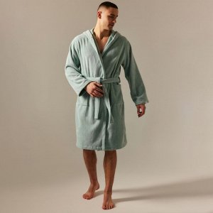 Халат махровый с капюшоном мужской S HOME: Basic "Аззура", 100% хлопок, 420 г/м2