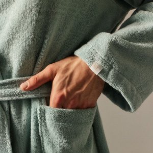 Халат махровый с капюшоном мужской S HOME: Basic "Аззура", 100% хлопок, 420 г/м2