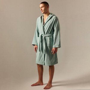 Халат махровый с капюшоном мужской S HOME: Basic "Аззура", 100% хлопок, 420 г/м2