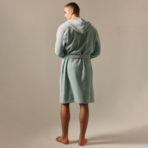 Халат махровый с капюшоном мужской S HOME: Basic "Аззура", 100% хлопок, 420 г/м2