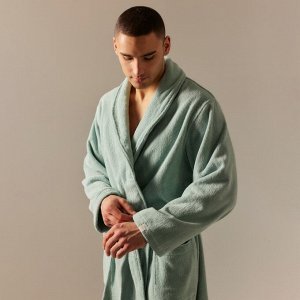Халат махровый мужской L HOME: Basic "Аззура", 100% хлопок, 420 г/м2