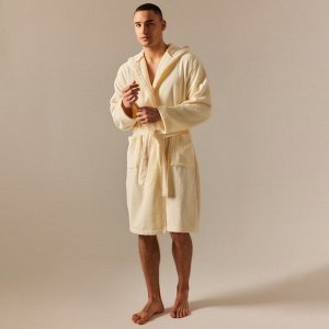 Халат махровый с капюшоном мужской S HOME: Basic "Айвори", 100% хлопок, 420 г/м2