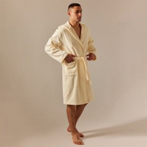 Халат махровый с капюшоном мужской S HOME: Basic "Айвори", 100% хлопок, 420 г/м2