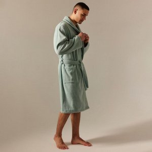 Халат махровый мужской L HOME: Basic "Аззура", 100% хлопок, 420 г/м2