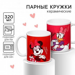 Кружки керамические парные «Подружки», 320 мл, 2 шт., Микки и друзья