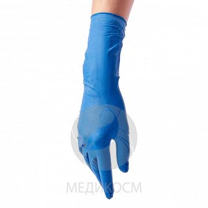 Перчатки BENOVY Latex High Risk, перчатки латексные, повышенной прочности, синие, M, 25 пар в упаковке