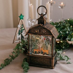 Светодиодная фигура «Олени в лесу» 14x24x8 см, пластик, батарейки ААх3 (не в комплекте), USB, свечение тёплое белое