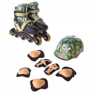 Комплект Ролики раздвижные+защита , пласт. рама , колеса PVC 64 мм, р.30-33, militree/black