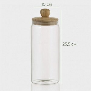 Банка для сыпучих продуктов Bella Tenero «Эко», 1.4 л, 10*25.5 см, с бамбуковой крышкой, стекло, прозрачная