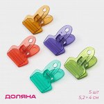 Набор зажимов для пакетов Доляна, 5.2x4 см, 5 шт., МИКС