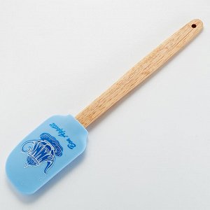 Лопатка 29,5 см силиконовая с деревянной ручкой AK-5165S "Bon Appetit" голубая