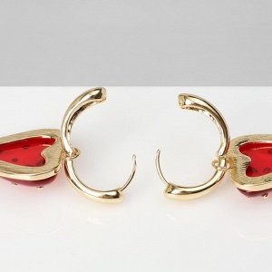 Серьги ассорти «Сердце» клубника, цвет красный в золоте