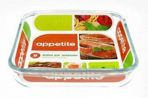 Форма Форма для запекания ТМ Appetite (24x22x5 см) создана из устойчивого к высоким температурам прочного бесцветного стекла. Такой материал способен выдерживать температуру вплоть до +450 градусов Це