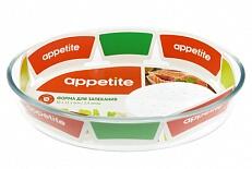 Форма стеклянная ТМ Appetite овальная 30x21x6см/2,4л рифленое дно
