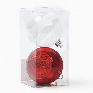 Шары ёлочные новогодние, d=7 см, 2 шт., белые, красные