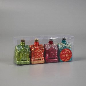 Ёлочные игрушки 4 шт. «Сказочный домик» 8x4.5 см, МИКС