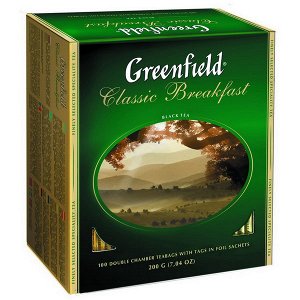 Чай Ценные сорта чая с лучших плантаций северной Индии легли в основу Greenfield Classic Breakfast. Терпкий сочный вкус, нежный аромат и сильный тонизирующий эффект делают Greenfield Classic Breakfast