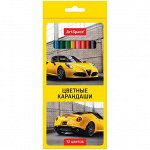 Карандаши &quot;Машинки&quot; 12цв., заточен., картон. уп., европодвес