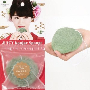 Спонж Конняку для умывания лица с экстрактом зеленого чая (блистер) 1 шт.