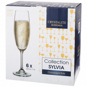 Набор фужеров для шампанского из 6 шт."тюльпан sylvia/klara" золото 220 мл