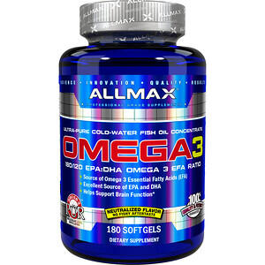 ALLMAX Nutrition, Рыбий жир Омега-3, 180 мягких таб.