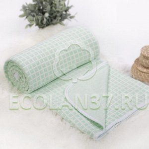 Детское трикотажное одеяло-покрывало Клетка (зеленый) 100х140см