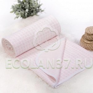Детское трикотажное одеяло-покрывало Клетка (розовый) 100х140см