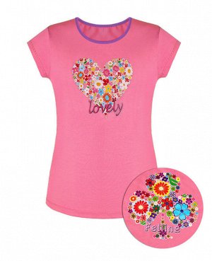 Розовая футболка для девочки Цвет: коралл