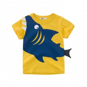 Детская футболка с принтом "Акула", цвет желтый