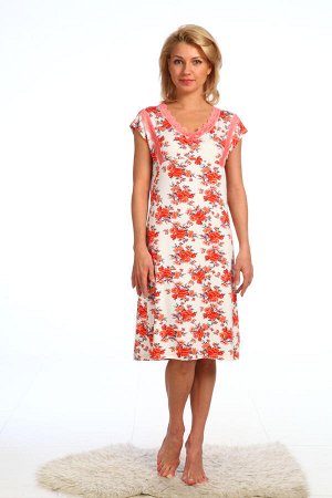 М460 Ночная сорочка женская с кружевом вискоза 44-58. Состав: Вискоза -95 % вискоза,5 % эластан