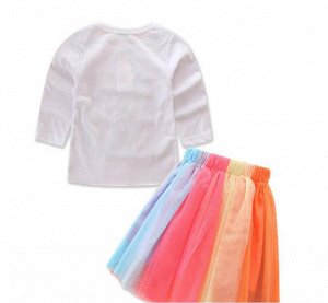 Костюм для девочки (футболка с длинным рукавом+юбка)