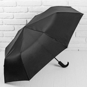 Зонт полуавтоматический, 3 сложения, 8 спиц, R = 50 см, цвет чёрный