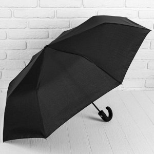 Зонт полуавтоматический, 3 сложения, 8 спиц, R = 48 см, цвет чёрный