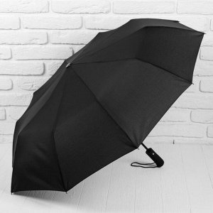 Зонт полуавтоматический, 3 сложения, 10 спиц, R = 50 см, цвет чёрный