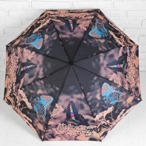 Зонт полуавтоматический «Осень», прорезиненная ручка, 3 сложения, 8 спиц, R = 50 см, цвет МИКС