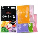 Соль для принятия ванны &quot;Bath Salt  Novopin Yuragi noYu&quot; с ароматами леса, сакуры, юдзу, лаванды, клубничного молока 25 г х 5 шт (по 1 пакетику каждого аромата в коробочке) / 120