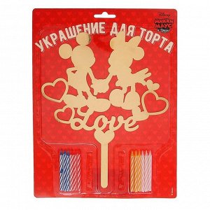 Топпер в торт "Love" Микки Маус и его друзья, с набором свечей, 12 шт.
