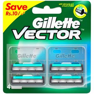 Сменные кассеты Slalom green / Vector c прочисткой и смазывающей полоской PushClean, 4 шт