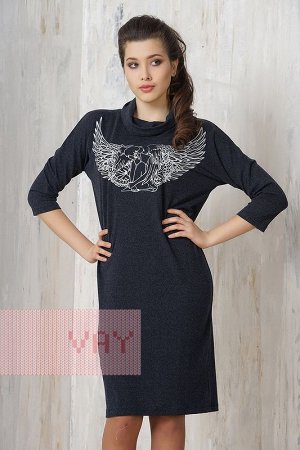Новое Платье женское 3257 трикотажное, р. 46, темно-синее, распродажа