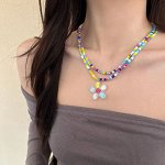 Ожерелье из бисера с подвеской в виде цветка,
