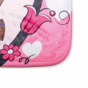 Набор ковриков для ванны и туалета Доляна «Совушки на ветке», 3 шт: 38x45, 40x43, 43x73 см, цвет розовый